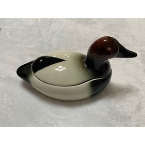 Vintage Ceramic Duck Trinket Box Figurine Collectible Decor